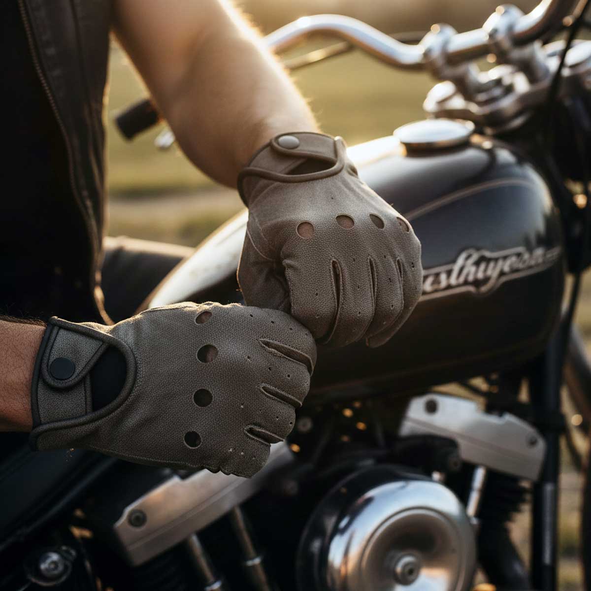 Milwaukee Leather MG7507 Men's Grey Perforated Leather Full Finger Motorcycle Hand Gloves W/ Breathable ‘Open Knuckle’ - Image 4