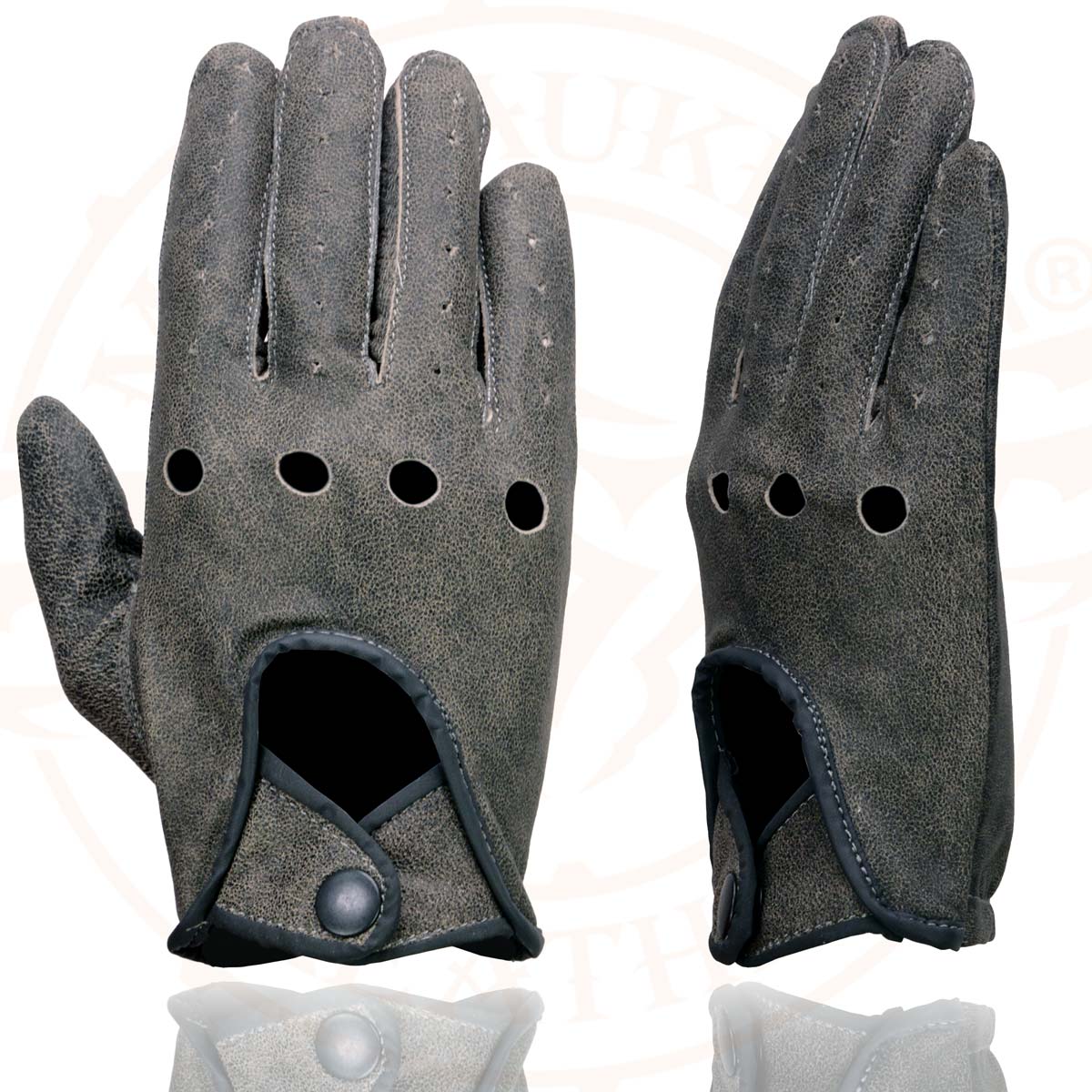 Milwaukee Leather MG7507 Men's Grey Perforated Leather Full Finger Motorcycle Hand Gloves W/ Breathable ‘Open Knuckle’ - Image 7