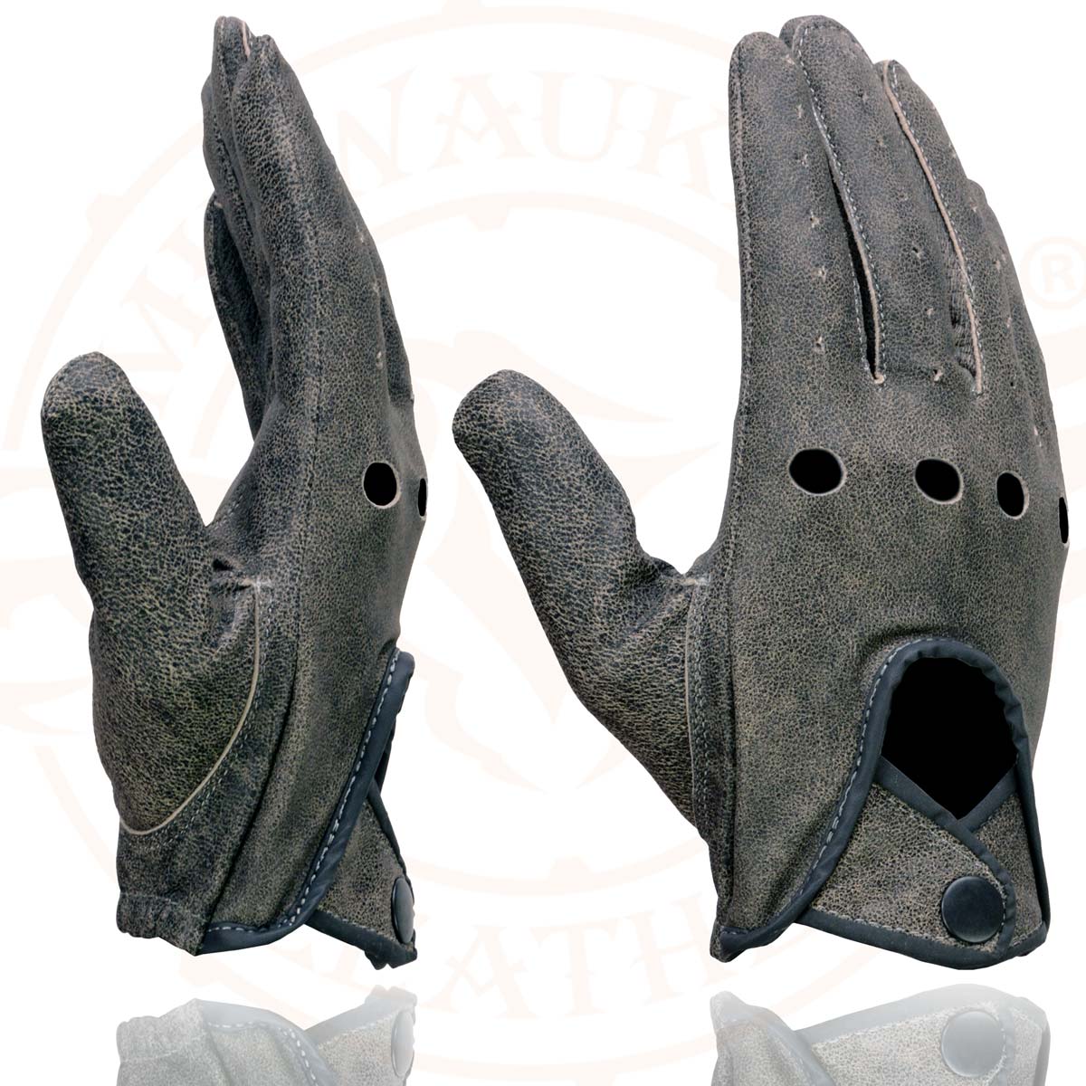 Milwaukee Leather MG7507 Men's Grey Perforated Leather Full Finger Motorcycle Hand Gloves W/ Breathable ‘Open Knuckle’ - Image 8