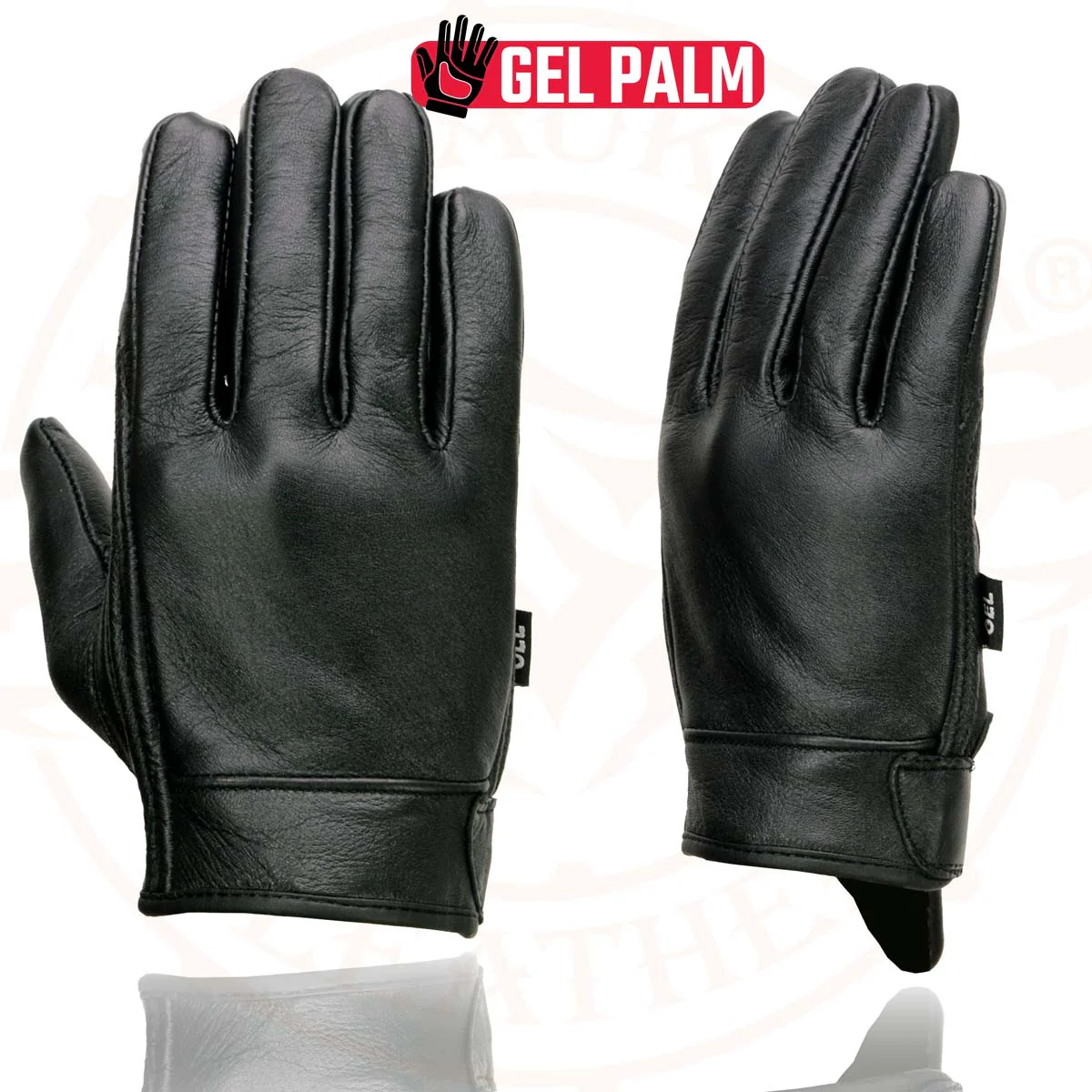 Milwaukee Leather MG7510 Men's Black Leather Gel Padded Palm Short Wrist Motorcycle Hand Gloves W/ ‘Full Panel Cover’ - Image 4