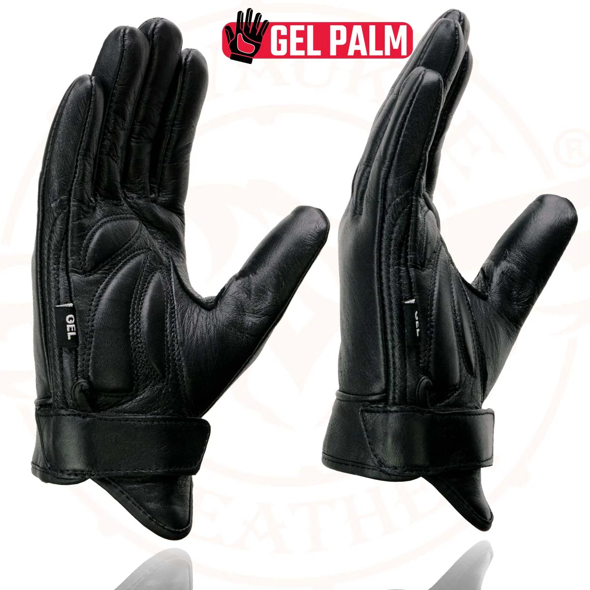 Milwaukee Leather MG7510 Men's Black Leather Gel Padded Palm Short Wrist Motorcycle Hand Gloves W/ ‘Full Panel Cover’ - Image 5