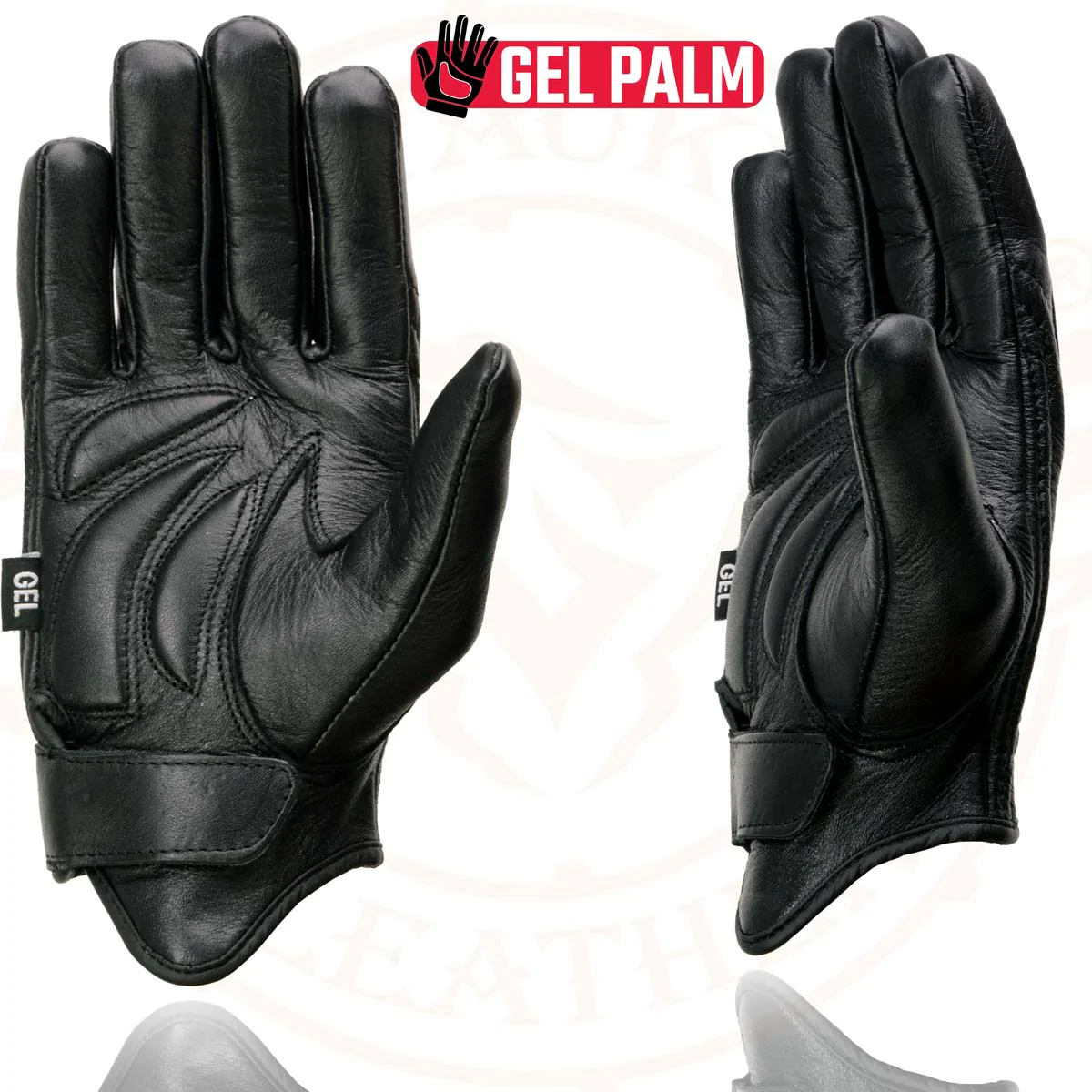 Milwaukee Leather MG7510 Men's Black Leather Gel Padded Palm Short Wrist Motorcycle Hand Gloves W/ ‘Full Panel Cover’ - Image 6