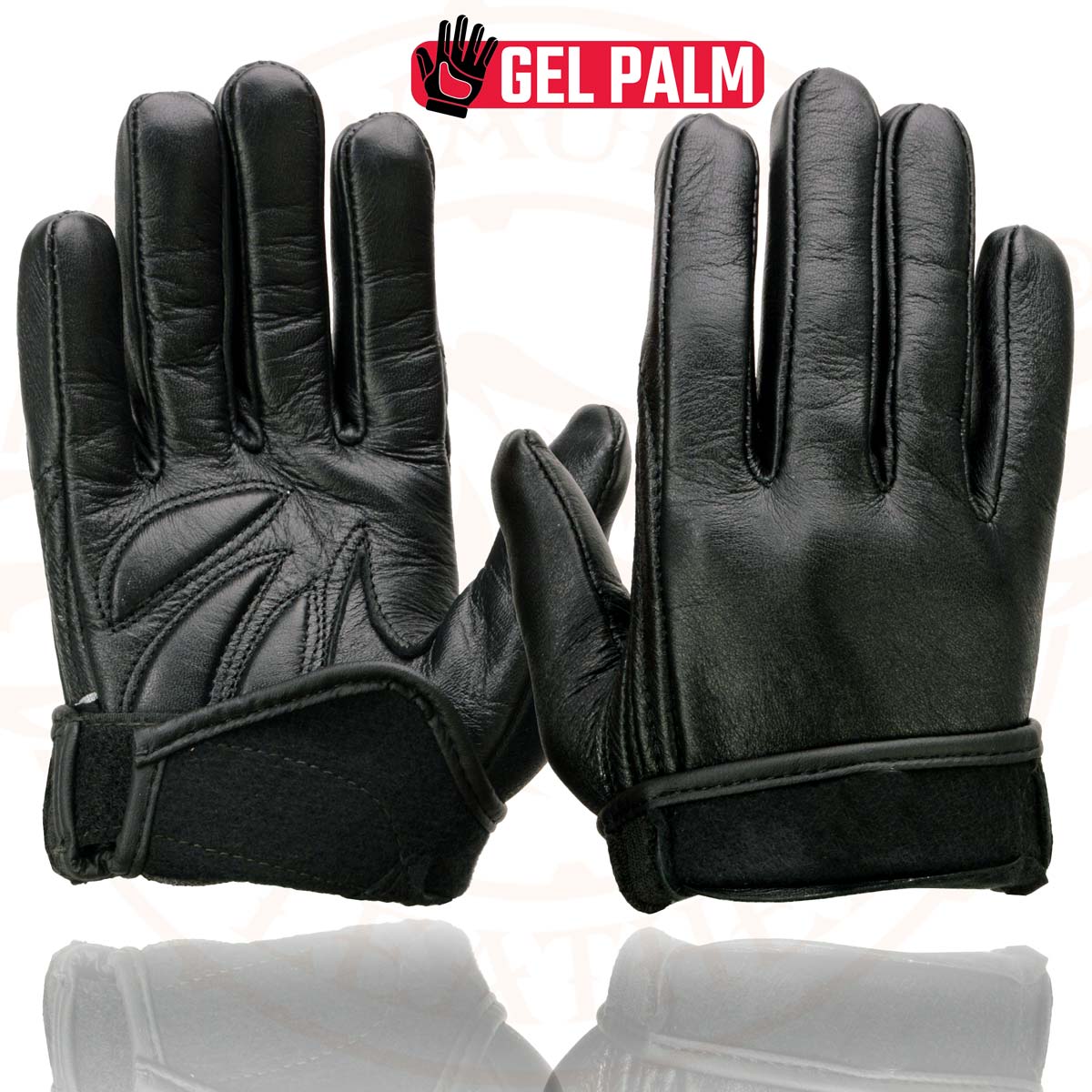 Milwaukee Leather MG7510 Men's Black Leather Gel Padded Palm Short Wrist Motorcycle Hand Gloves W/ ‘Full Panel Cover’ - Image 7