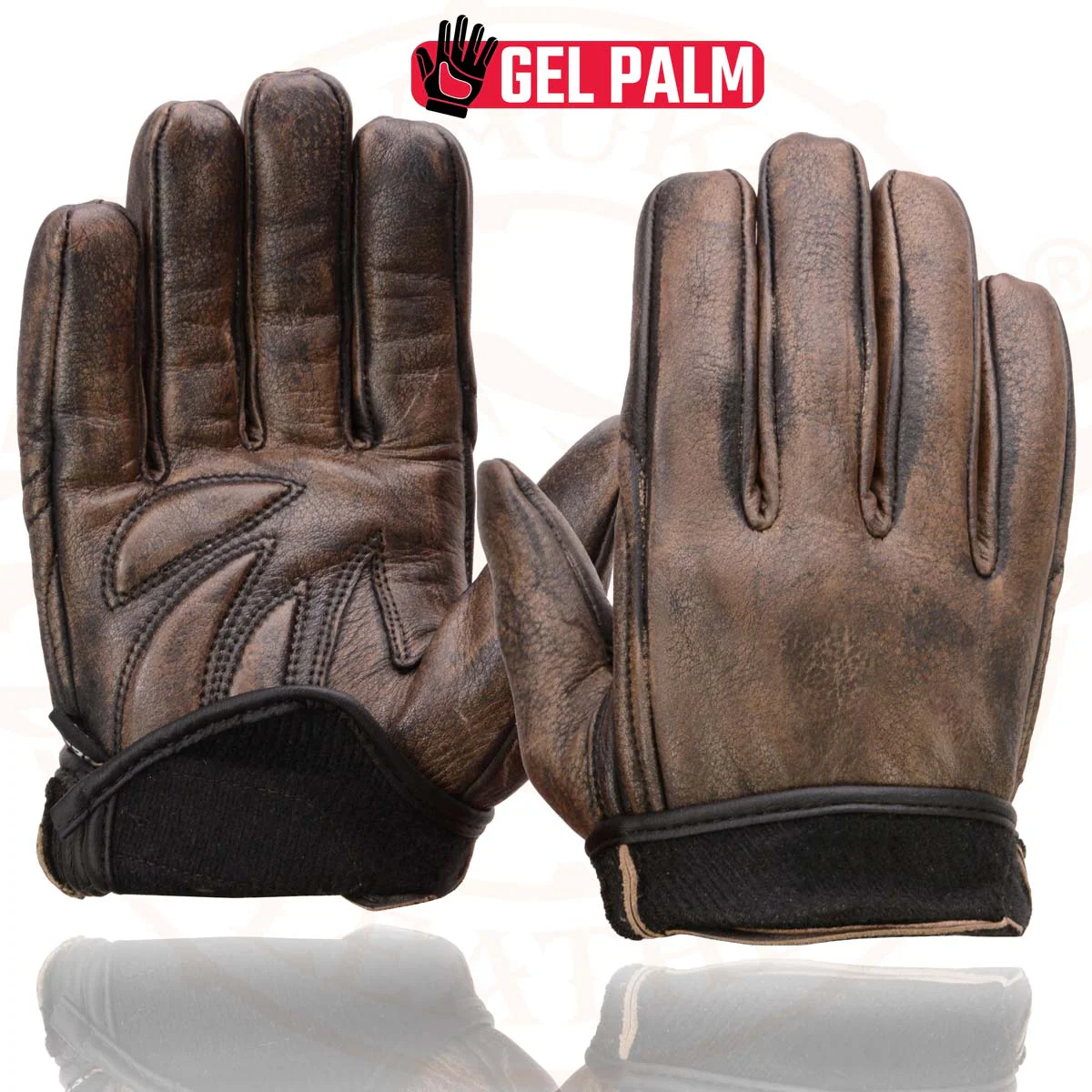 Milwaukee Leather MG7512 Men's Brown Leather Gel Padded Palm Short Wrist Motorcycle Hand Gloves W/ ‘Full Panel Cover’ - Image 8