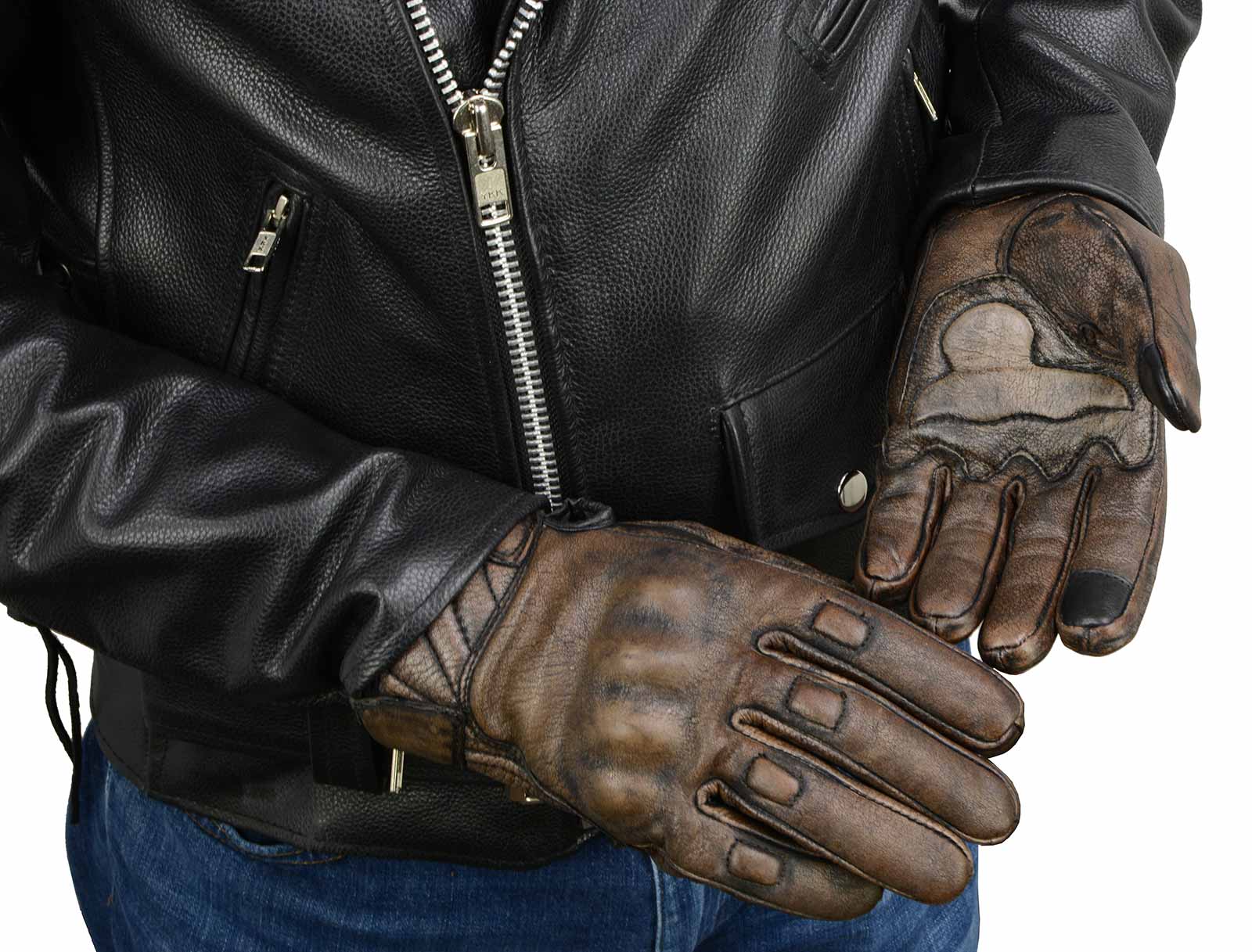 Milwaukee Leather MG7514 Men's Brown Leather with Gel Palm Motorcycle Gloves W/ Protective Knuckle - Image 10