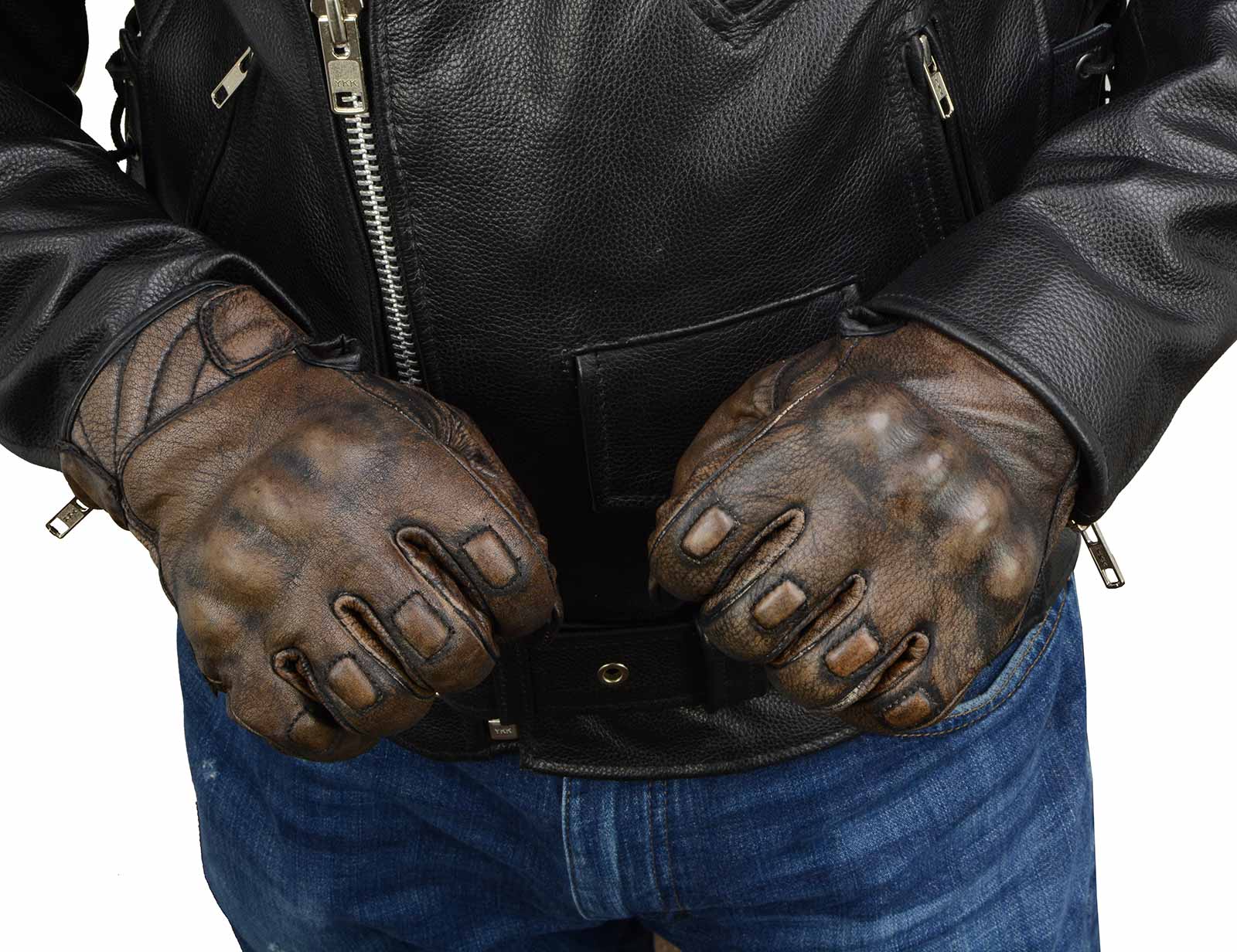 Milwaukee Leather MG7514 Men's Brown Leather with Gel Palm Motorcycle Gloves W/ Protective Knuckle - Image 12
