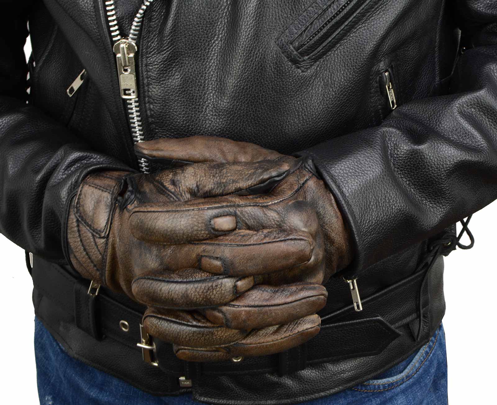 Milwaukee Leather MG7514 Men's Brown Leather with Gel Palm Motorcycle Gloves W/ Protective Knuckle - Image 13