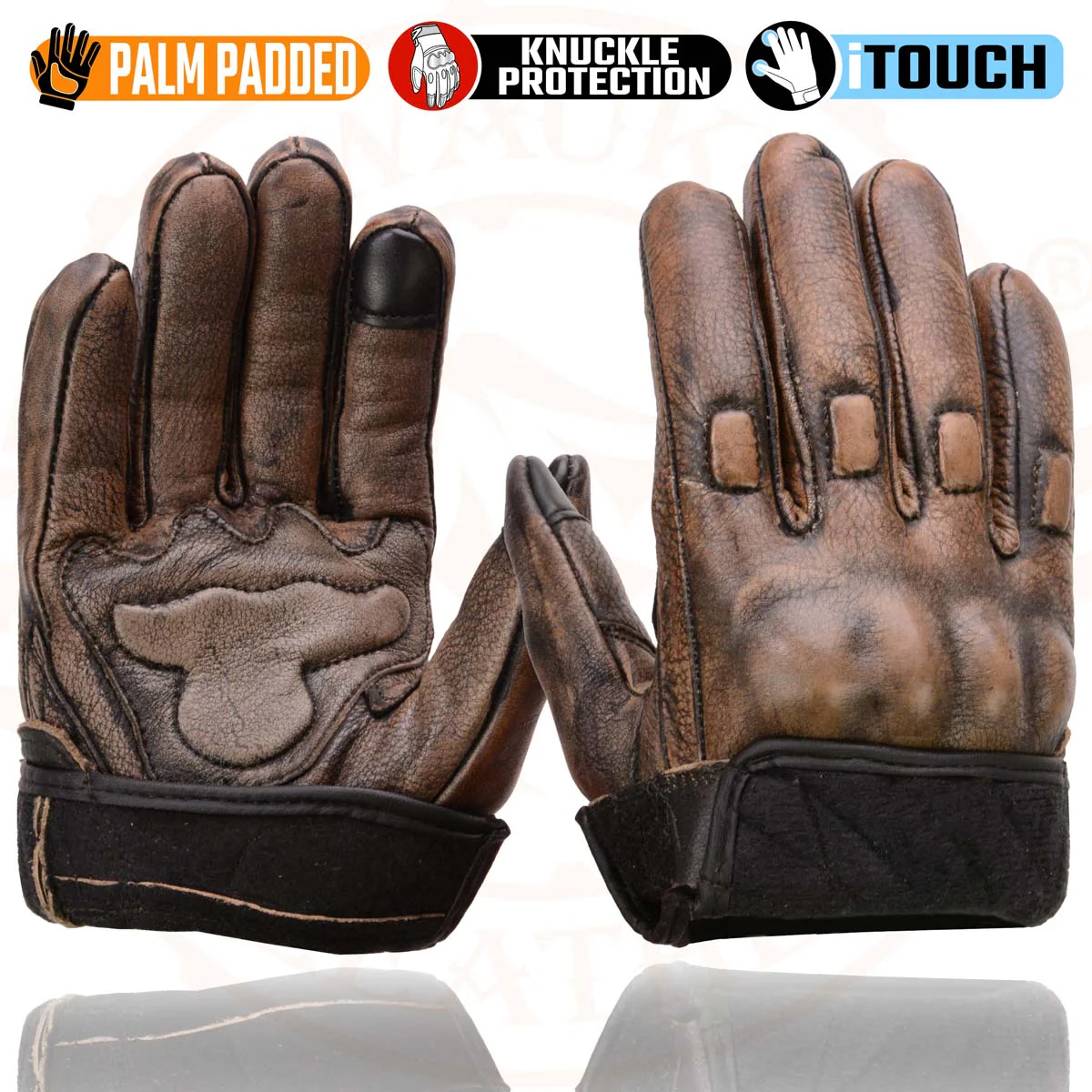 Milwaukee Leather MG7514 Men's Brown Leather with Gel Palm Motorcycle Gloves W/ Protective Knuckle - Image 9