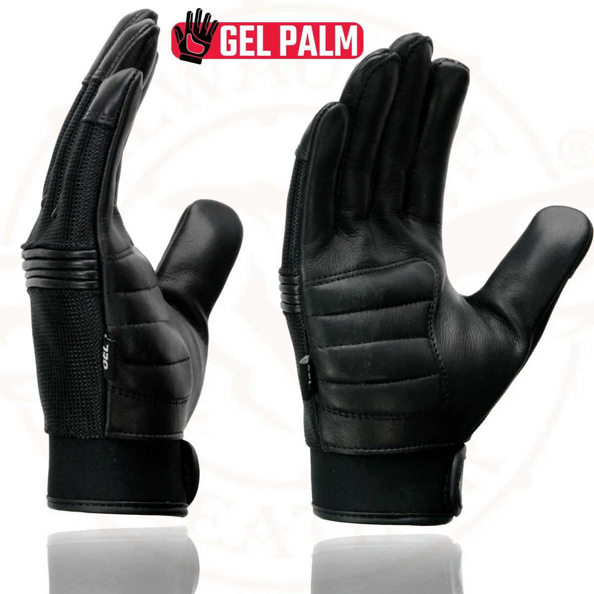 Milwaukee Leather MG7517 Men's Black Leather Mesh Gel Palm Motorcycle Hand Gloves W/ Rubberized Flex Knuckles - Image 5
