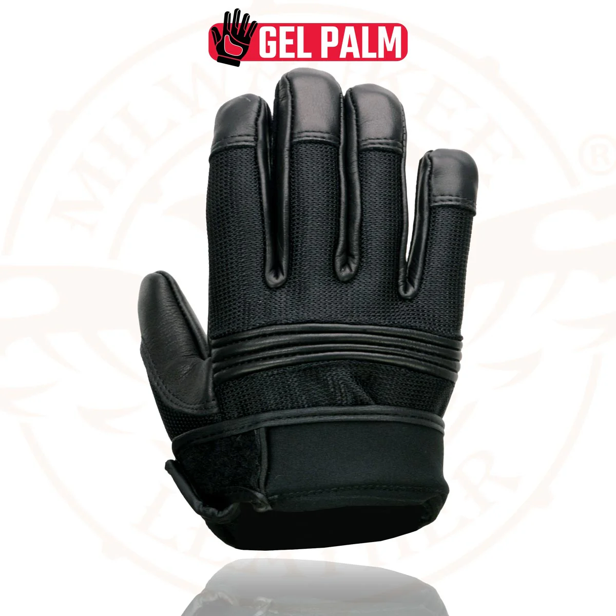 Milwaukee Leather MG7517 Men's Black Leather Mesh Gel Palm Motorcycle Hand Gloves W/ Rubberized Flex Knuckles - Image 8