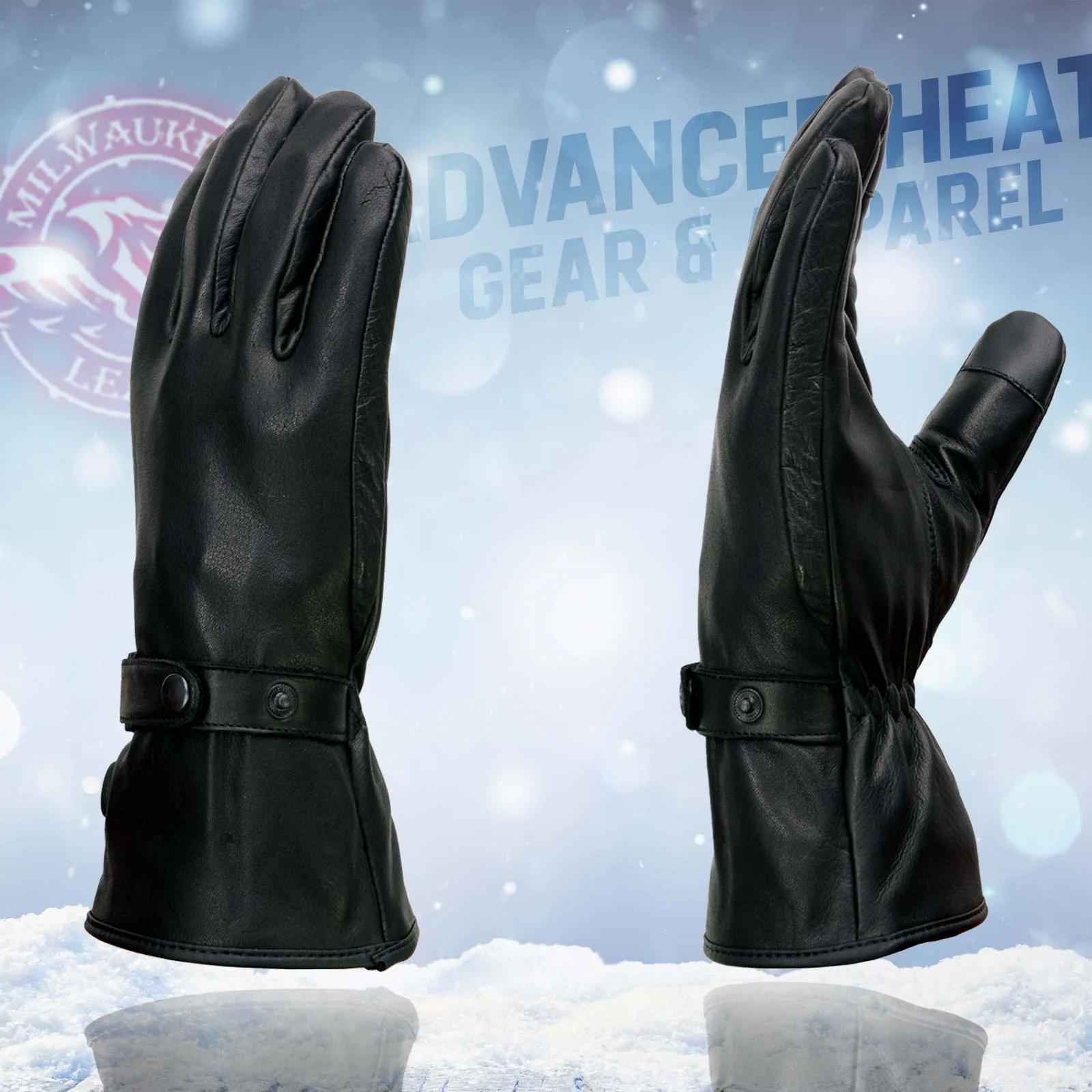Milwaukee Leather MG7519SET Men’s Black Leather Heated Winter Gloves for Motorcycle Ski Hiking & i-Touch - Image 9