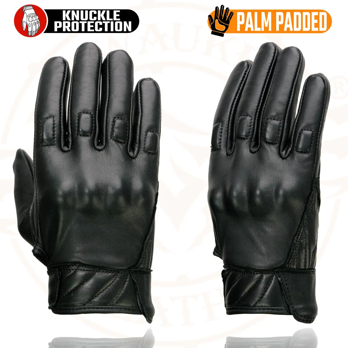 Milwaukee Leather MG7521 Men's Black Leather Gel Padded Palm Motorcycle Hand Gloves W/ Rubberized Protective Knuckle - Image 4