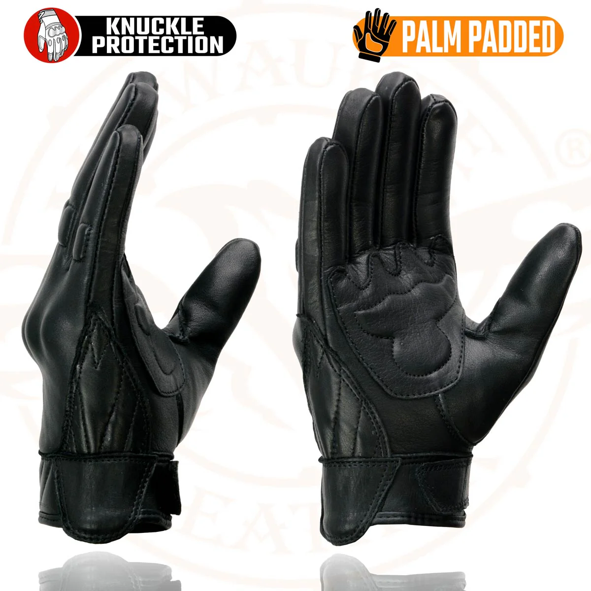 Milwaukee Leather MG7521 Men's Black Leather Gel Padded Palm Motorcycle Hand Gloves W/ Rubberized Protective Knuckle - Image 5