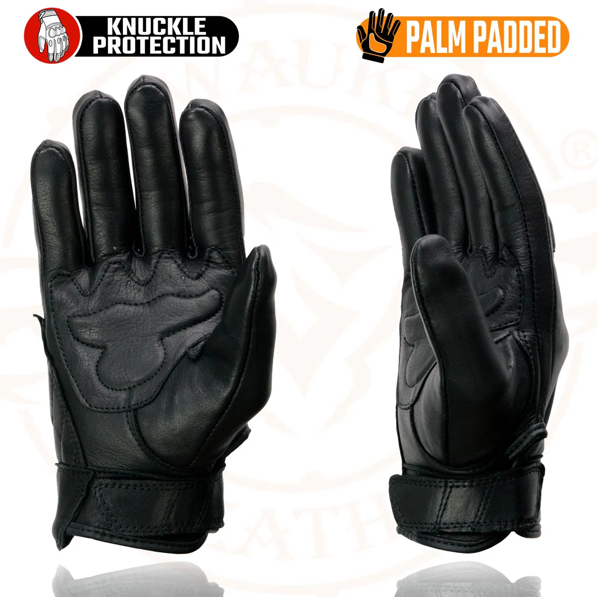 Milwaukee Leather MG7521 Men's Black Leather Gel Padded Palm Motorcycle Hand Gloves W/ Rubberized Protective Knuckle - Image 6