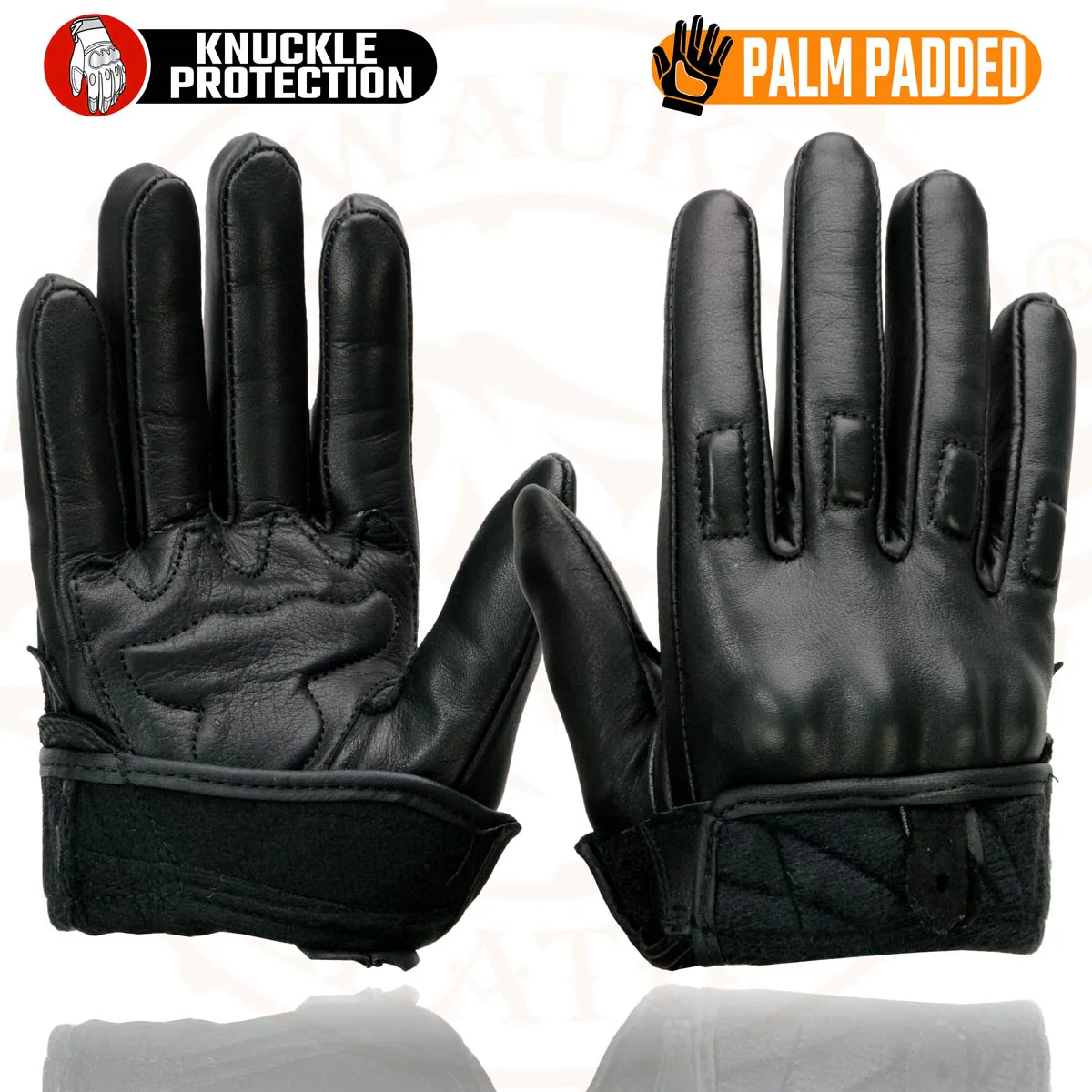 Milwaukee Leather MG7521 Men's Black Leather Gel Padded Palm Motorcycle Hand Gloves W/ Rubberized Protective Knuckle - Image 8