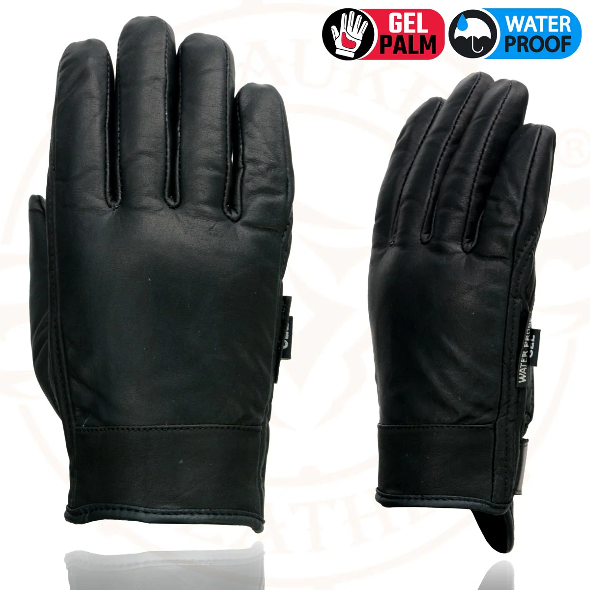 Milwaukee Leather MG7522 Men's Black Leather Waterproof Cruiser Motorcycle Hand Gloves W/ Gel Padded Palm - Image 4
