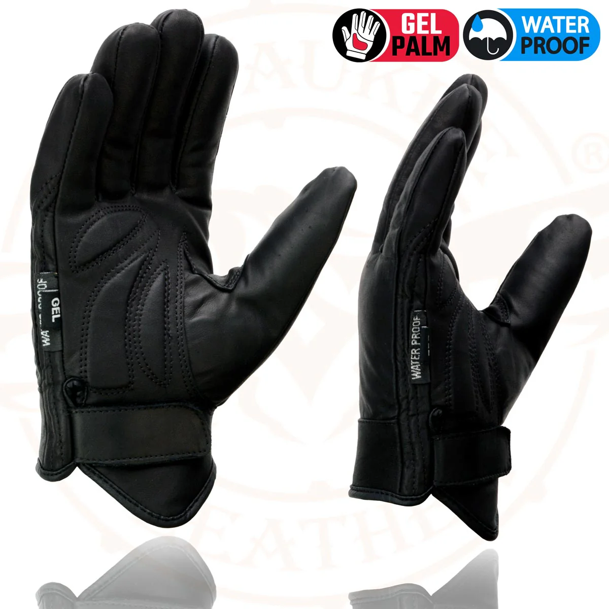 Milwaukee Leather MG7522 Men's Black Leather Waterproof Cruiser Motorcycle Hand Gloves W/ Gel Padded Palm - Image 5