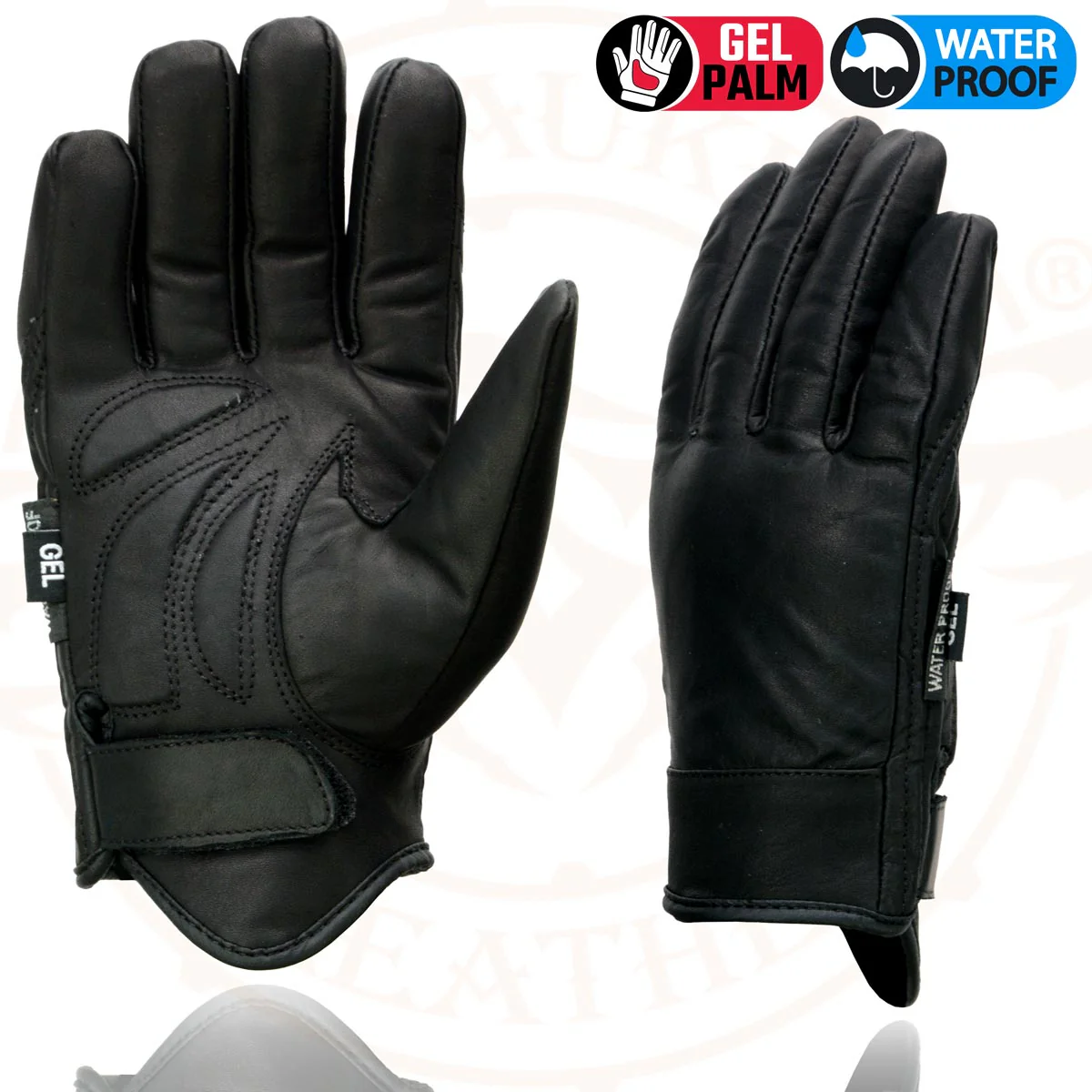 Milwaukee Leather MG7522 Men's Black Leather Waterproof Cruiser Motorcycle Hand Gloves W/ Gel Padded Palm - Image 6