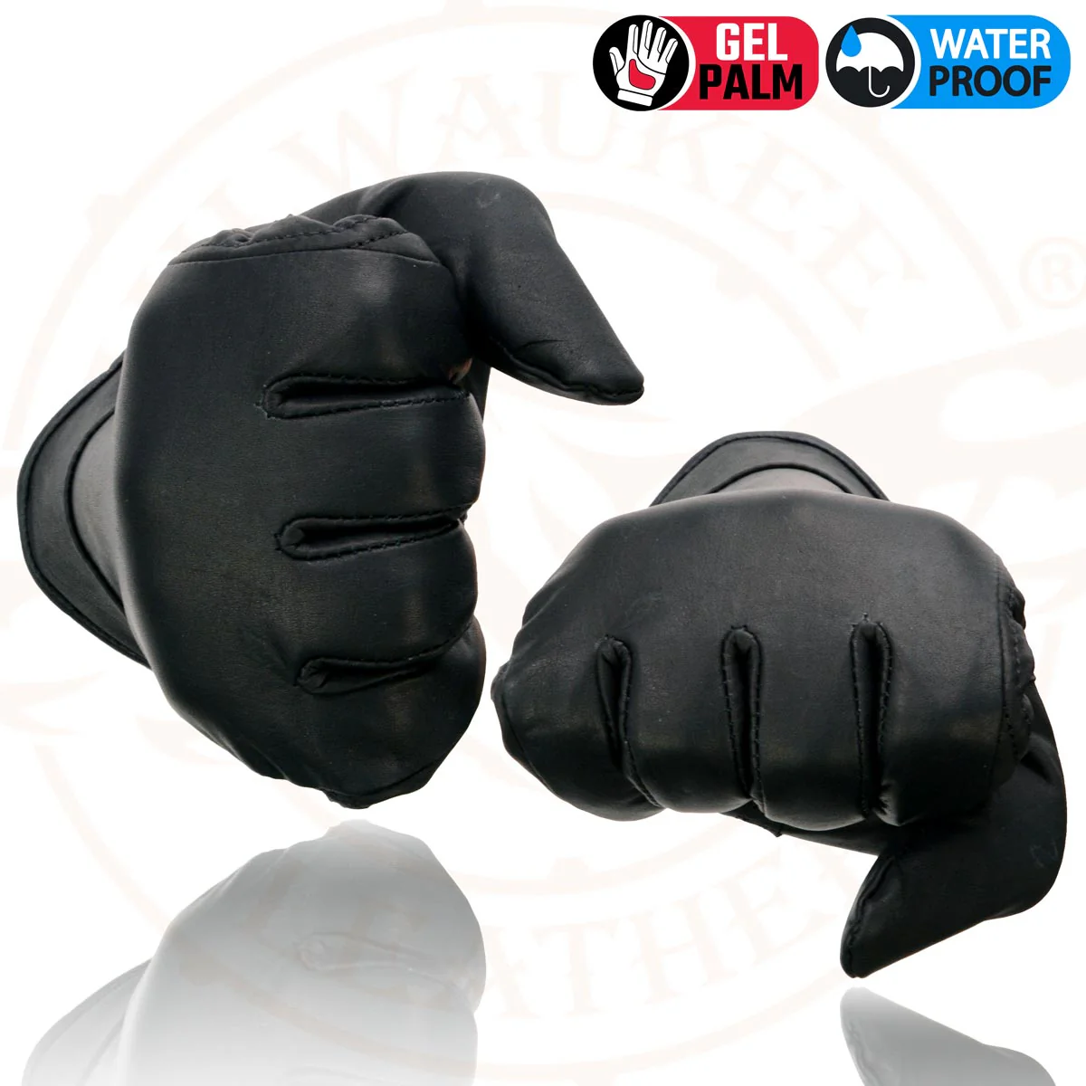 Milwaukee Leather MG7522 Men's Black Leather Waterproof Cruiser Motorcycle Hand Gloves W/ Gel Padded Palm - Image 7