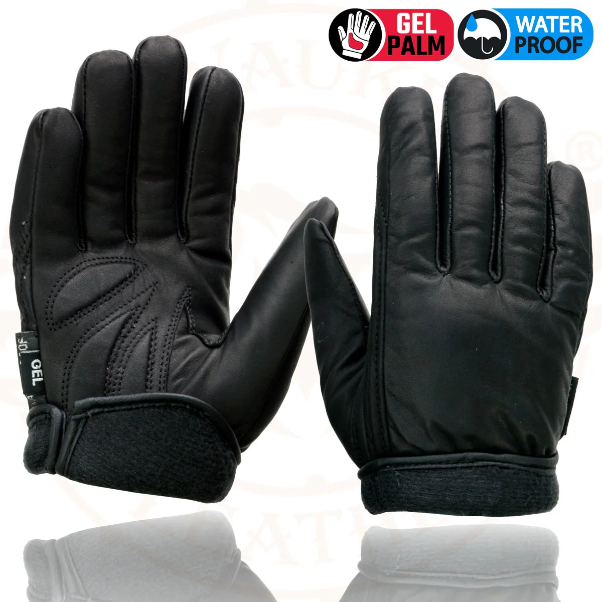 Milwaukee Leather MG7522 Men's Black Leather Waterproof Cruiser Motorcycle Hand Gloves W/ Gel Padded Palm - Image 8