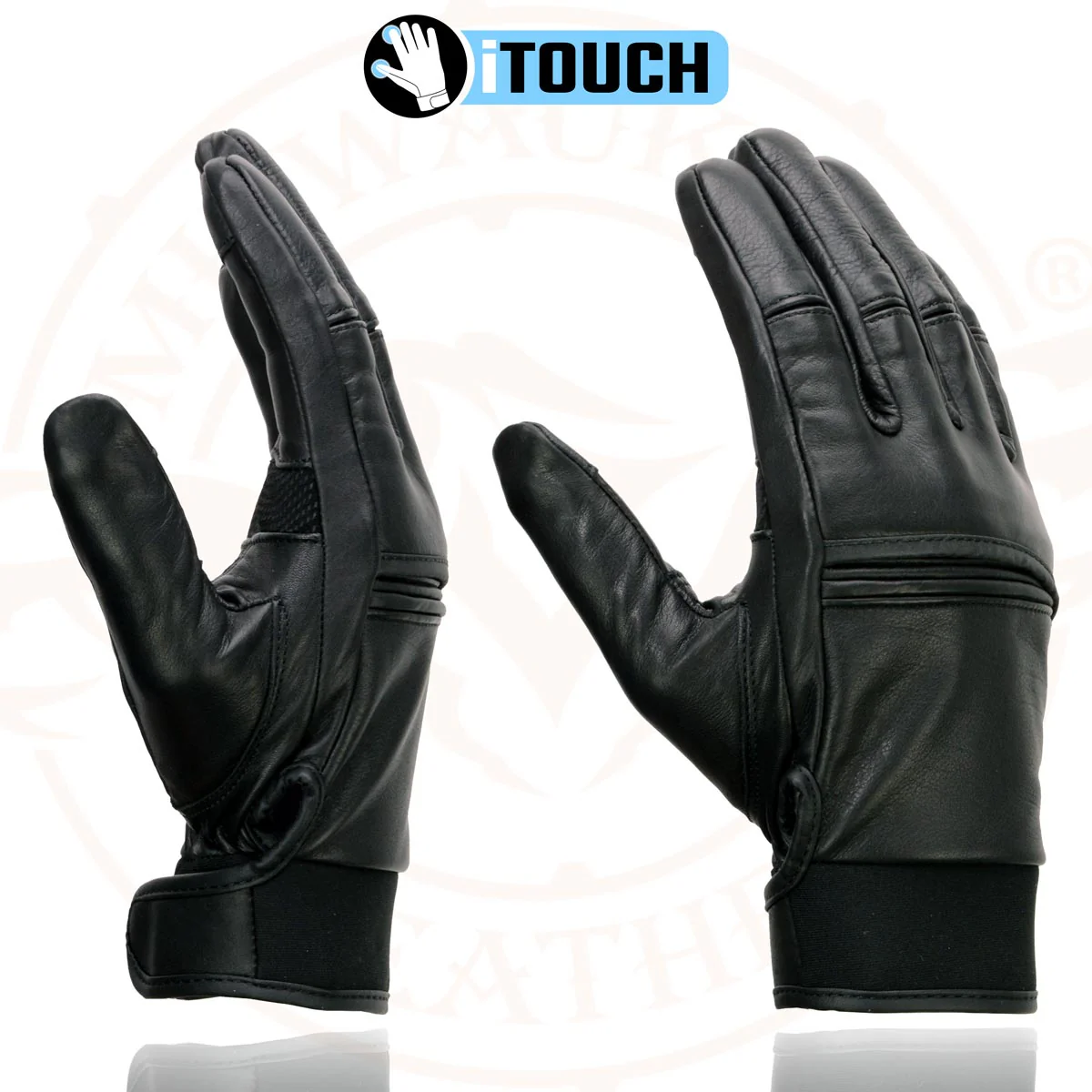 Milwaukee Leather MG7525 Men's Black Leather i-Touch Screen Compatible Gel Palm Motorcycle Hand Gloves W/ Flex Knuckle - Image 4
