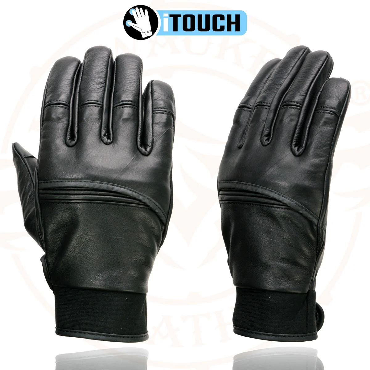 Milwaukee Leather MG7525 Men's Black Leather i-Touch Screen Compatible Gel Palm Motorcycle Hand Gloves W/ Flex Knuckle - Image 5