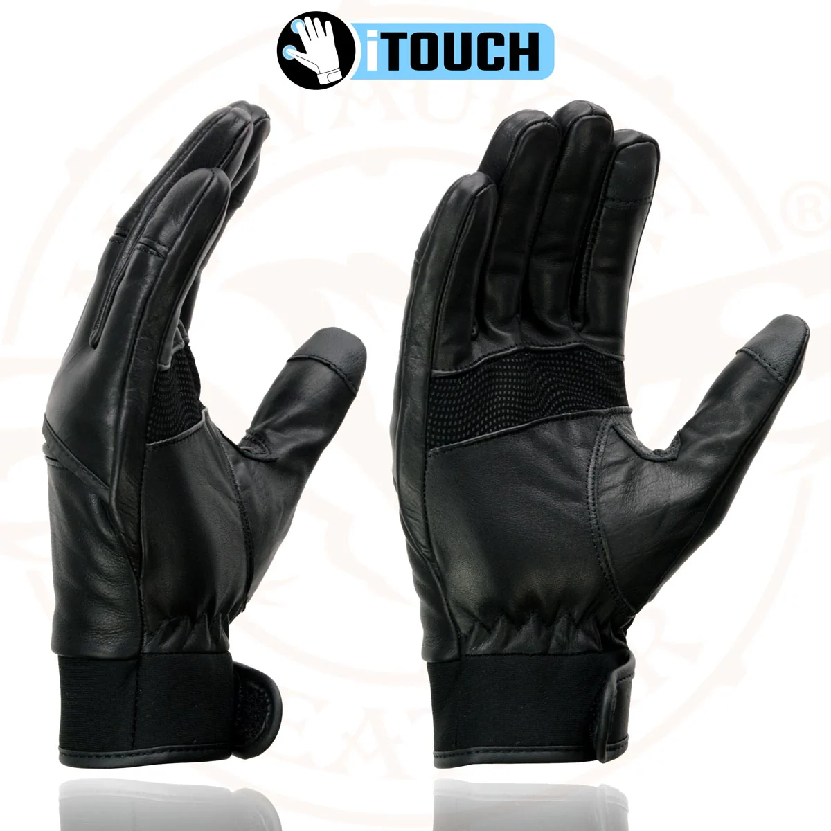 Milwaukee Leather MG7525 Men's Black Leather i-Touch Screen Compatible Gel Palm Motorcycle Hand Gloves W/ Flex Knuckle - Image 6
