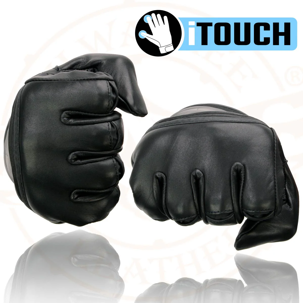 Milwaukee Leather MG7525 Men's Black Leather i-Touch Screen Compatible Gel Palm Motorcycle Hand Gloves W/ Flex Knuckle - Image 8