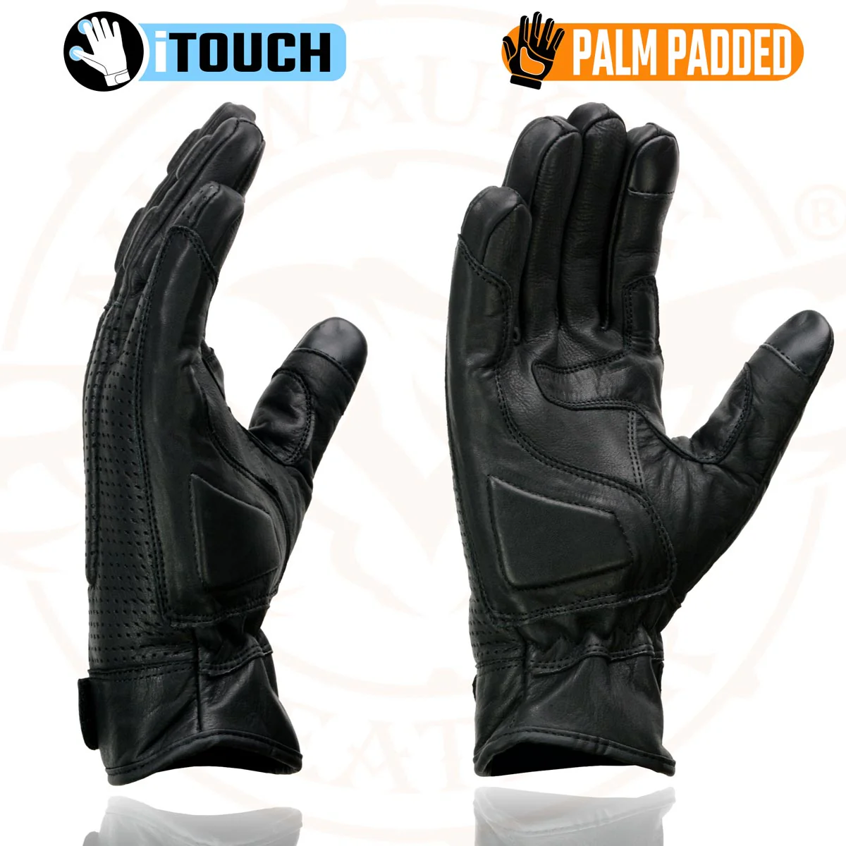 Milwaukee Leather MG7526 Men's Black Leather i-Touch Screen Compatible Gel Palm Racer Motorcycle Gloves w/ Finger Protection - Image 5