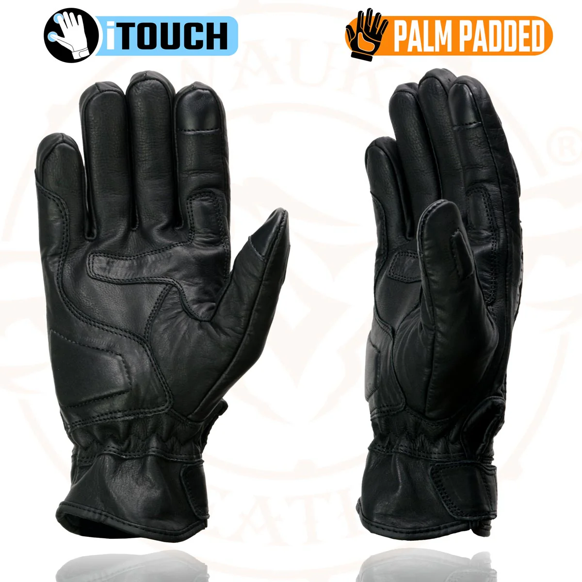 Milwaukee Leather MG7526 Men's Black Leather i-Touch Screen Compatible Gel Palm Racer Motorcycle Gloves w/ Finger Protection - Image 6