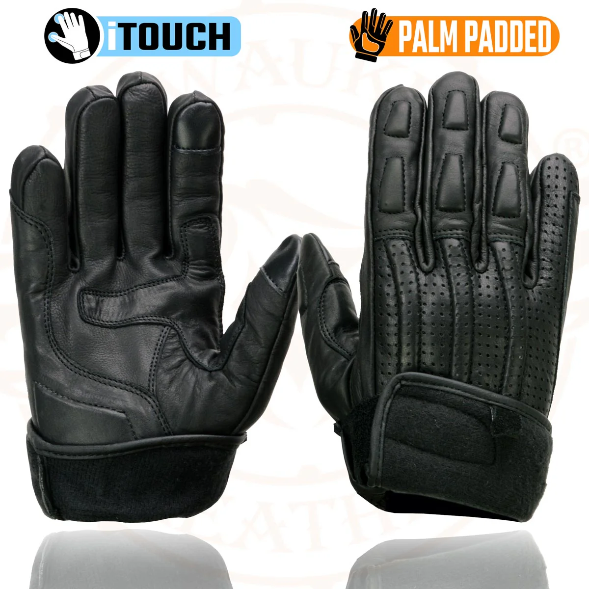 Milwaukee Leather MG7526 Men's Black Leather i-Touch Screen Compatible Gel Palm Racer Motorcycle Gloves w/ Finger Protection - Image 9