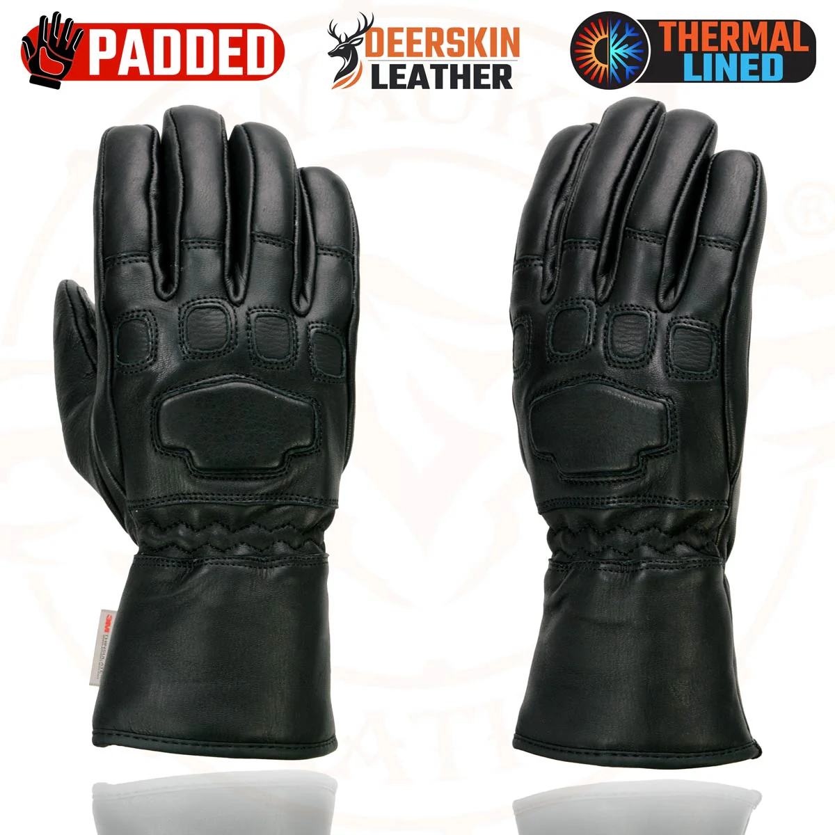 Milwaukee Leather MG7534 Men's Black Deerskin Gauntlet Motorcycle Gloves w/ Wrist Strap & Cinch Closure - Image 12