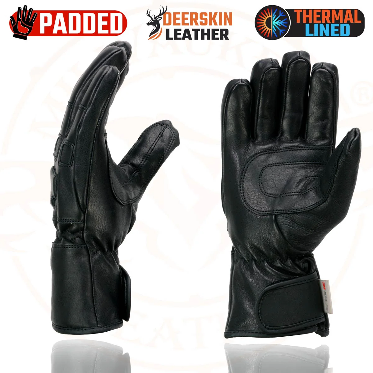 Milwaukee Leather MG7534 Men's Black Deerskin Gauntlet Motorcycle Gloves w/ Wrist Strap & Cinch Closure - Image 13