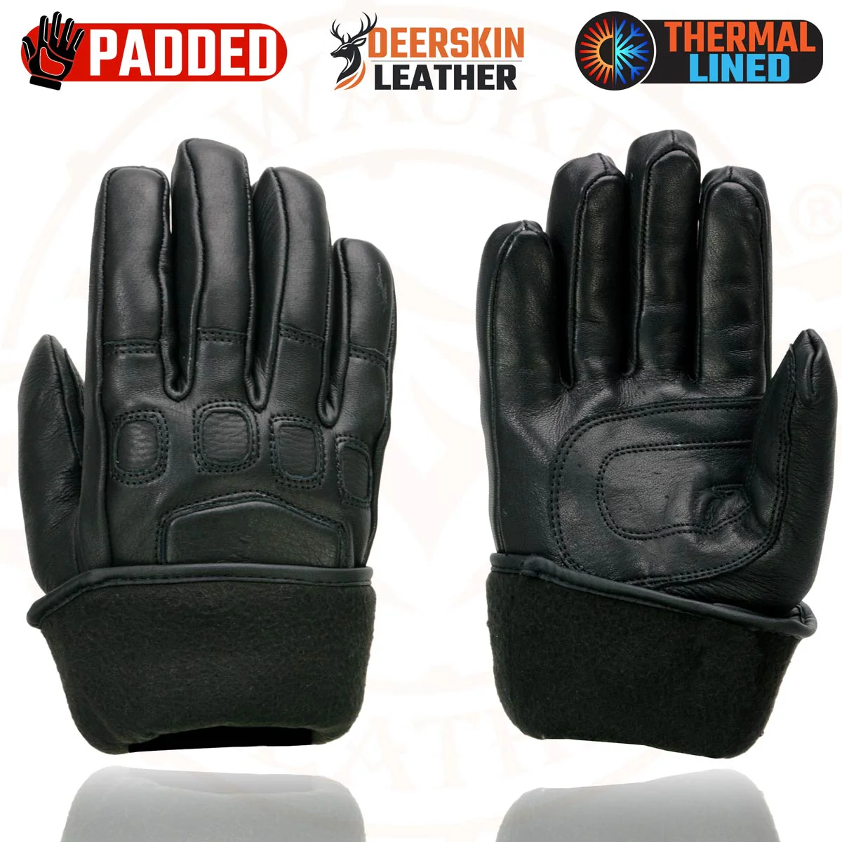 Milwaukee Leather MG7534 Men's Black Deerskin Gauntlet Motorcycle Gloves w/ Wrist Strap & Cinch Closure - Image 15