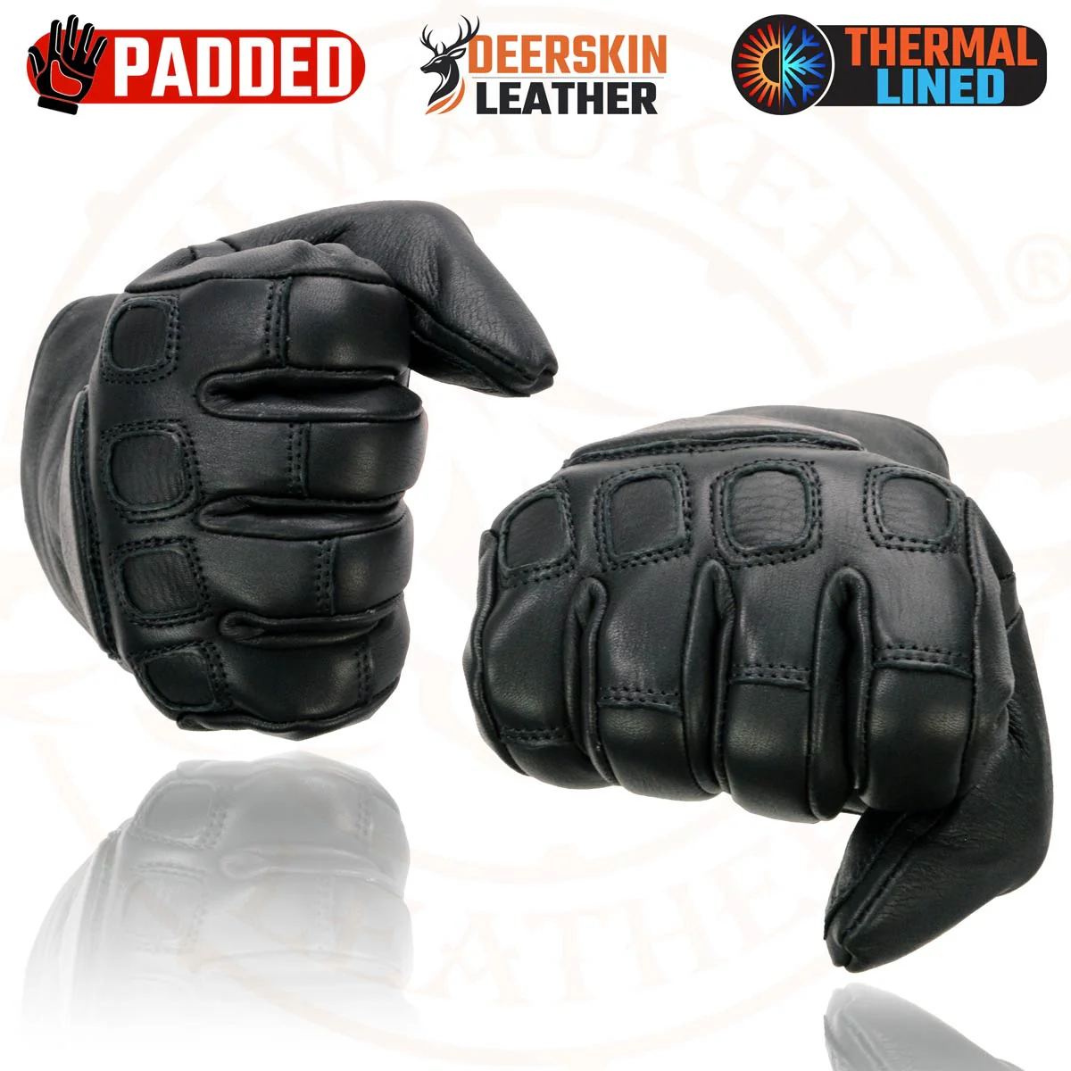 Milwaukee Leather MG7534 Men's Black Deerskin Gauntlet Motorcycle Gloves w/ Wrist Strap & Cinch Closure - Image 16