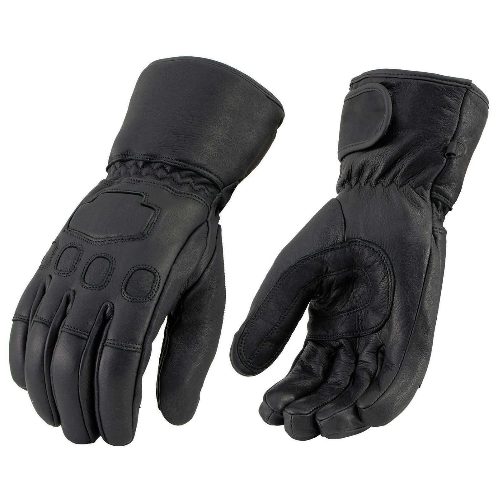 Milwaukee Leather MG7534 Men's Black Deerskin Gauntlet Motorcycle Gloves w/ Wrist Strap & Cinch Closure - Image 9