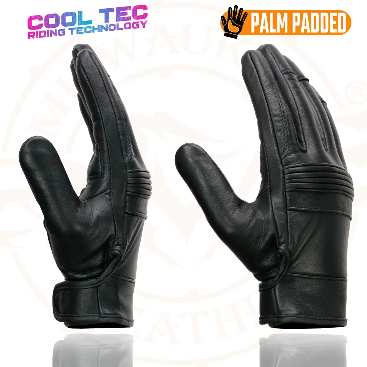 Milwaukee Leather MG7536 Men's Black Leather Gel Palm Motorcycle Gloves w/ Flex Knuckles and Cool-Tec Treatment - Image 2
