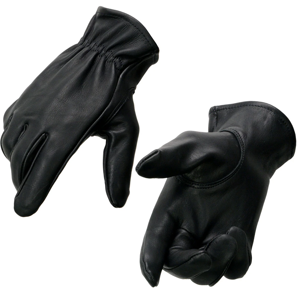 Milwaukee Leather MG7595 Men's Black Deerskin Unlined Motorcycle Gloves w/ Cinch Wrist Closure