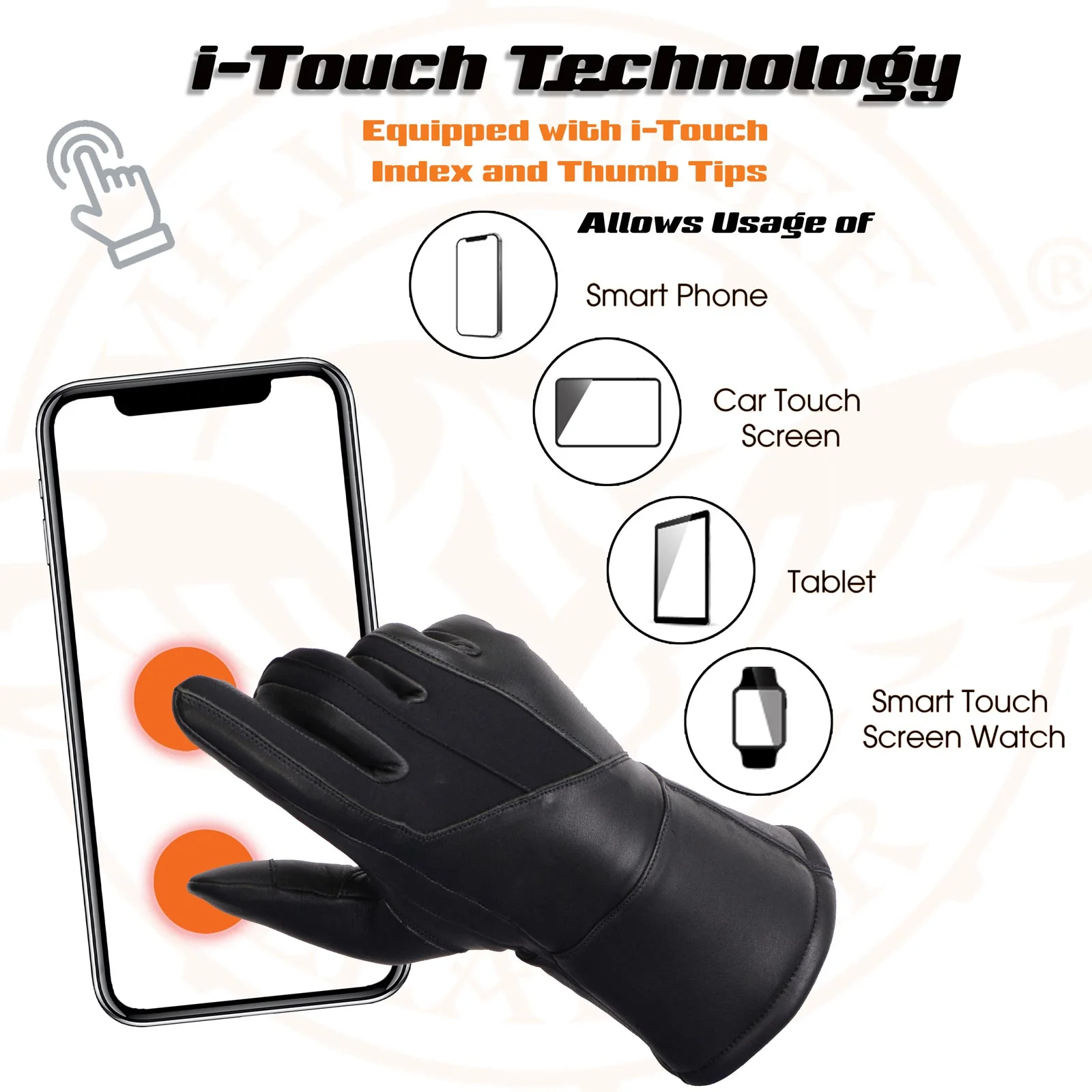 Milwaukee Leather MG7701 Women's Deer Skin Leather Insulated Gauntlet Gloves w/ i-Touch/Wiper Blade/Reflective Piping - Image 2