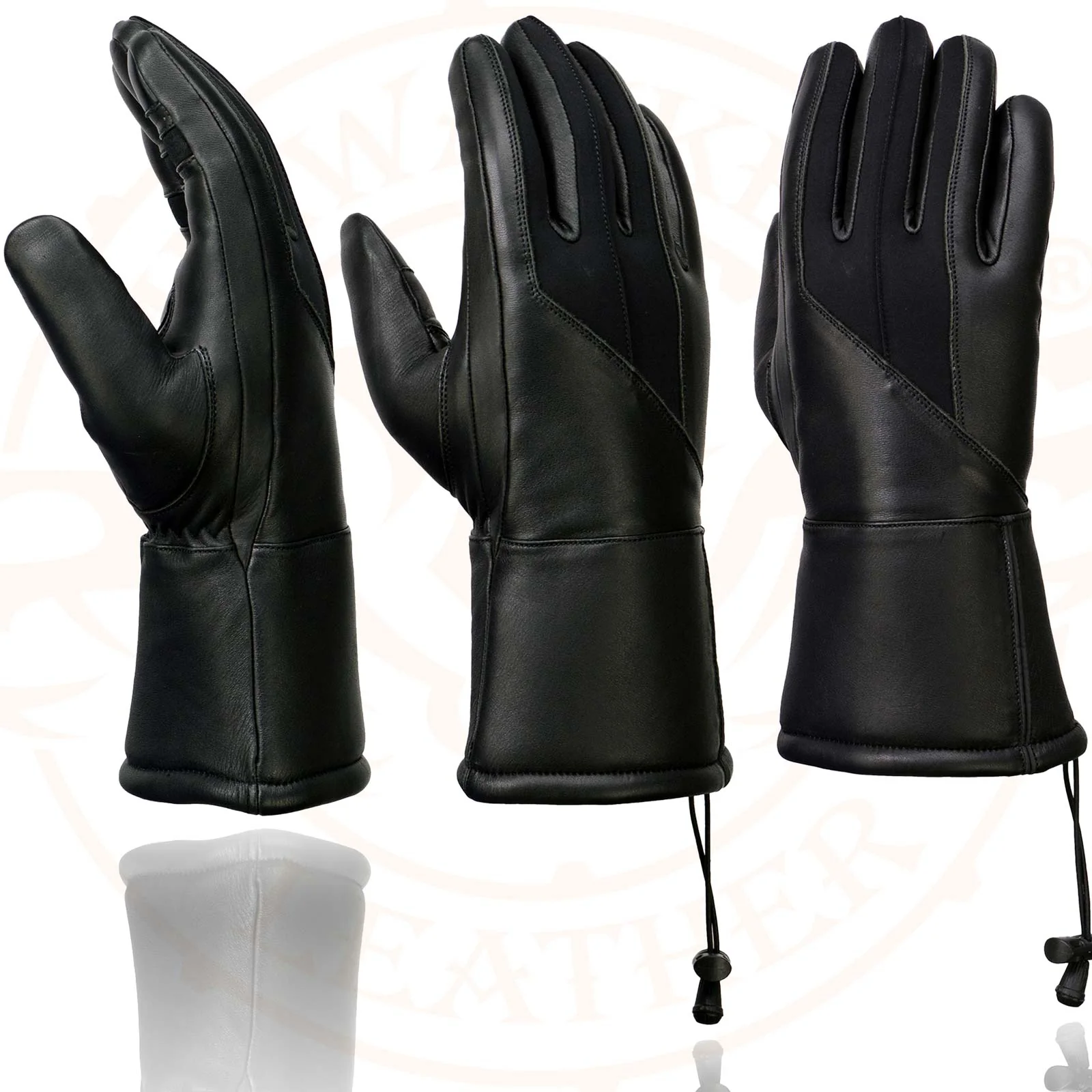 Milwaukee Leather MG7701 Women's Deer Skin Leather Insulated Gauntlet Gloves w/ i-Touch/Wiper Blade/Reflective Piping - Image 4