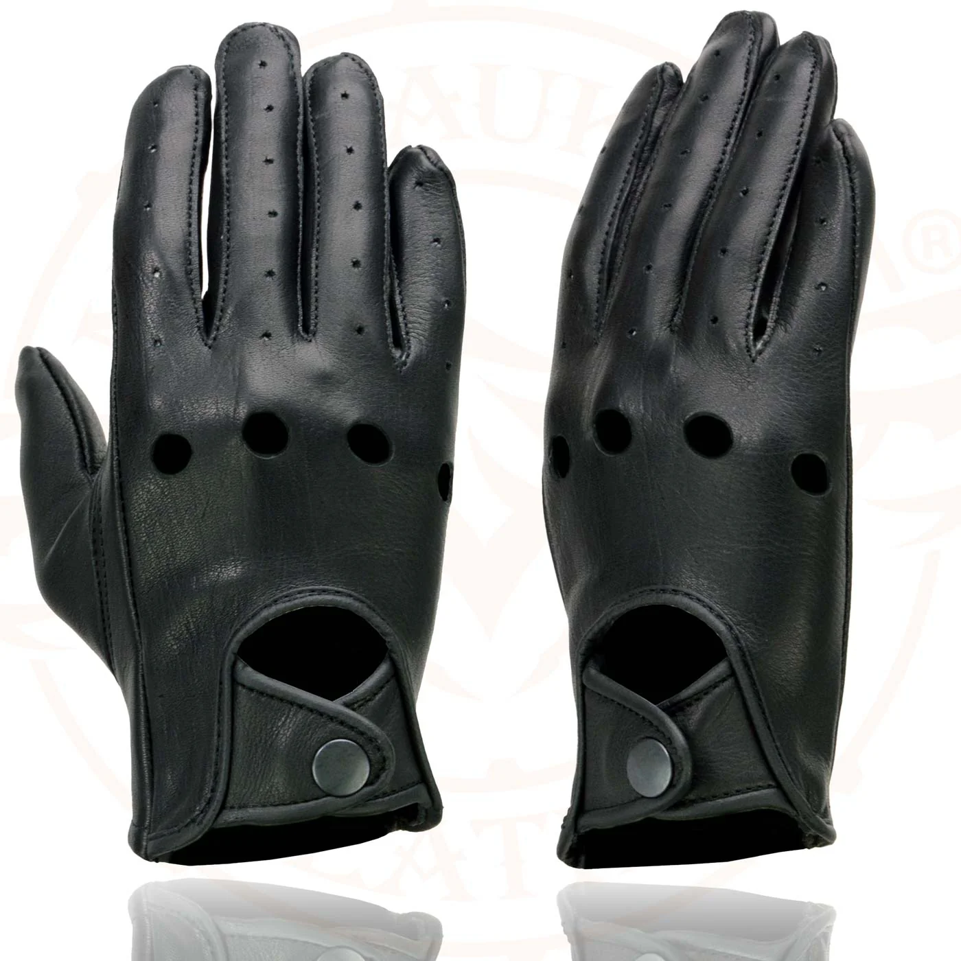 Milwaukee Leather MG7720 Women's Black Perforated Deer Skin Leather Motorcycle Gloves w/ Breathable Open Knuckle - Image 4
