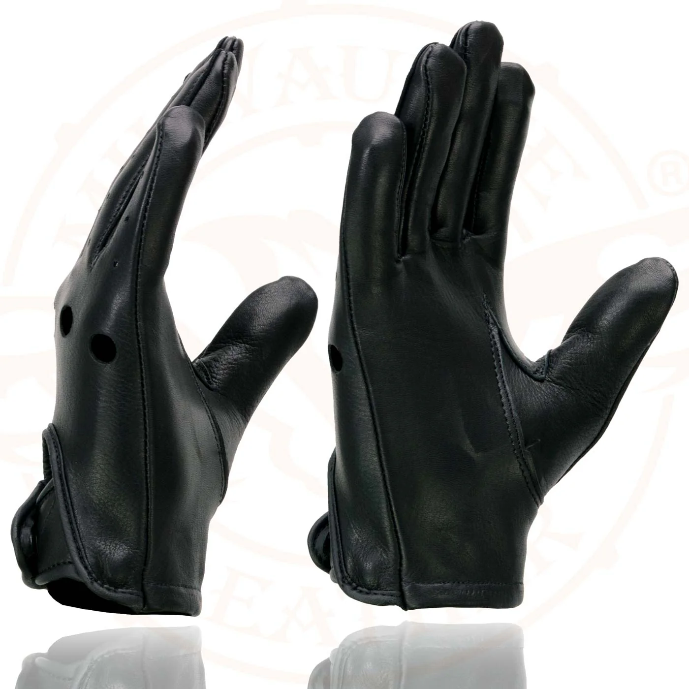 Milwaukee Leather MG7720 Women's Black Perforated Deer Skin Leather Motorcycle Gloves w/ Breathable Open Knuckle - Image 5