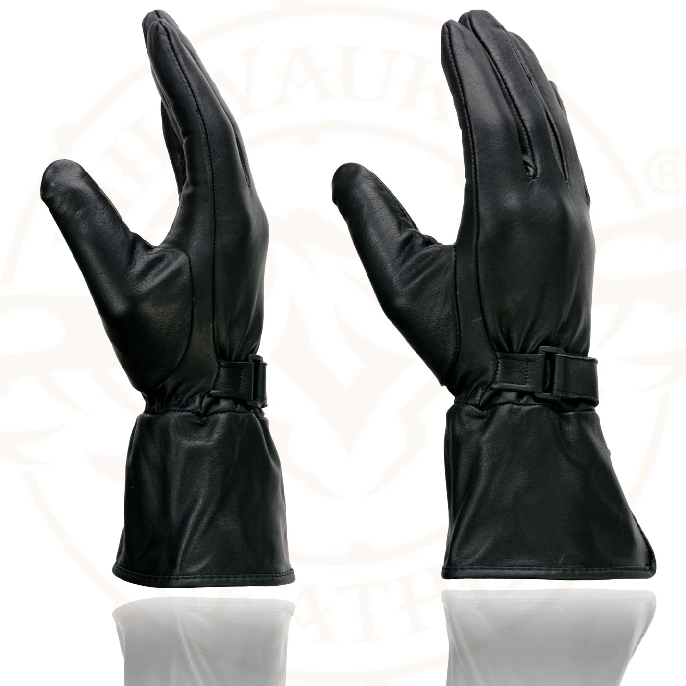 Milwaukee Leather MG7725 Women's Black Leather Gauntlet Motorcycle Gloves w/ Wrist Strap Closure - Image 2