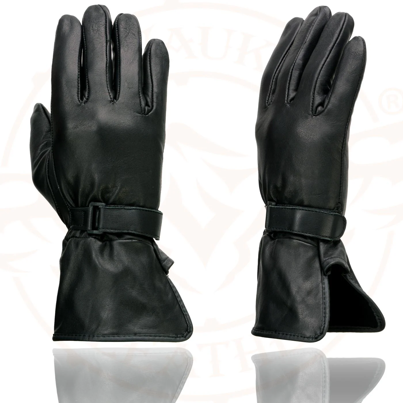 Milwaukee Leather MG7725 Women's Black Leather Gauntlet Motorcycle Gloves w/ Wrist Strap Closure - Image 4