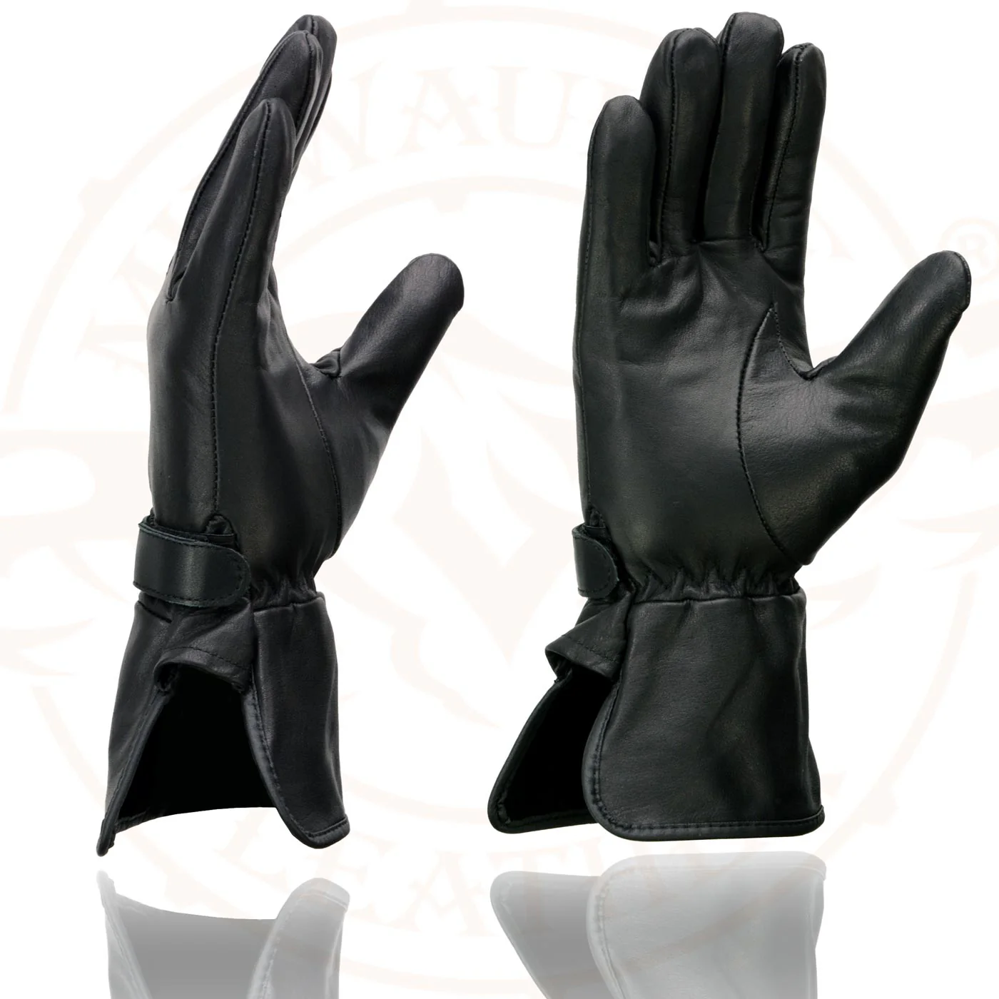 Milwaukee Leather MG7725 Women's Black Leather Gauntlet Motorcycle Gloves w/ Wrist Strap Closure - Image 5