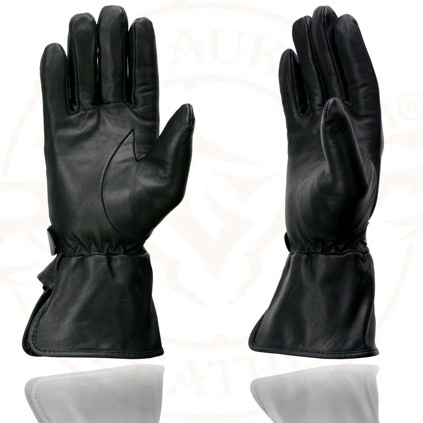 Milwaukee Leather MG7725 Women's Black Leather Gauntlet Motorcycle Gloves w/ Wrist Strap Closure - Image 6