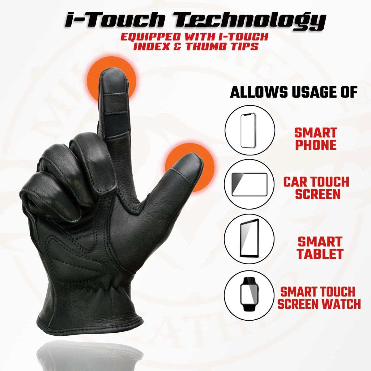 Milwaukee Leather MG7745 Women's Black Deerskin Laced Wrist Motorcycle Gloves w/ Gel Palm and i-Touch Screen - Image 2
