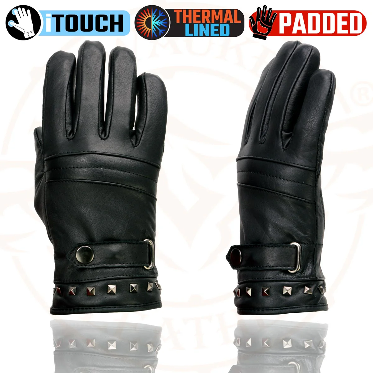 Milwaukee Leather MG7755 Women's Black Leather ’I - Touchscreen Compatible’ Thermal Lined Motorcycle Gloves W/ Gel Palm - Image 5