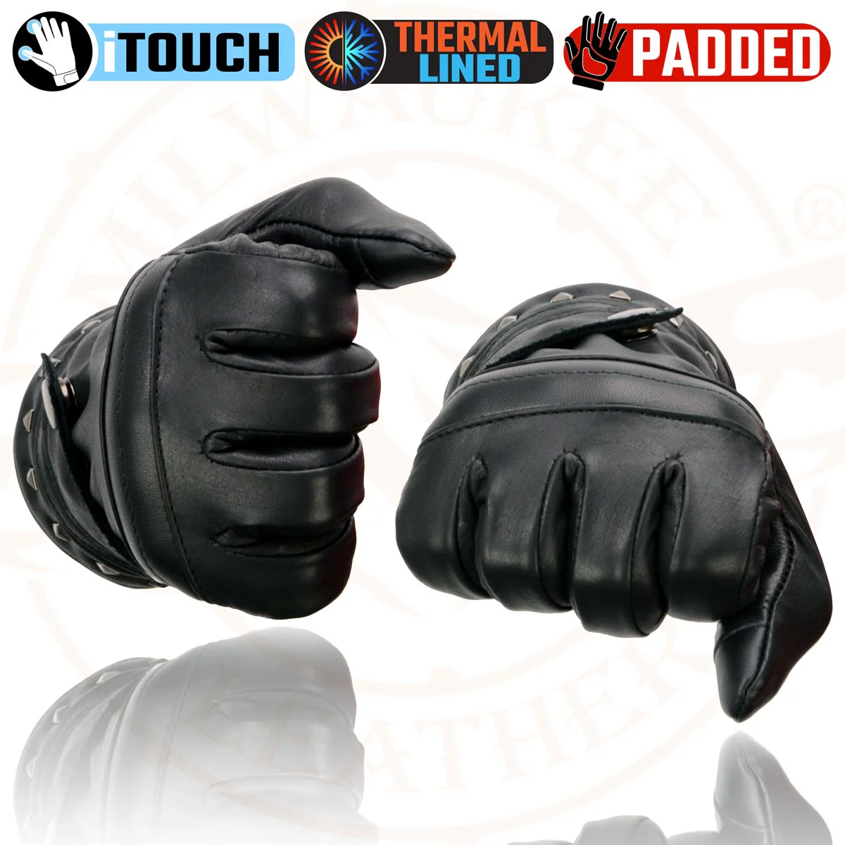 Milwaukee Leather MG7755 Women's Black Leather ’I - Touchscreen Compatible’ Thermal Lined Motorcycle Gloves W/ Gel Palm - Image 8
