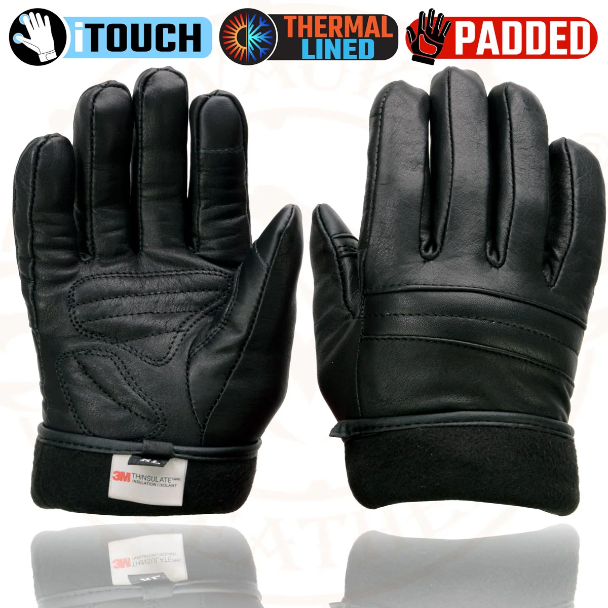Milwaukee Leather MG7755 Women's Black Leather ’I - Touchscreen Compatible’ Thermal Lined Motorcycle Gloves W/ Gel Palm - Image 9